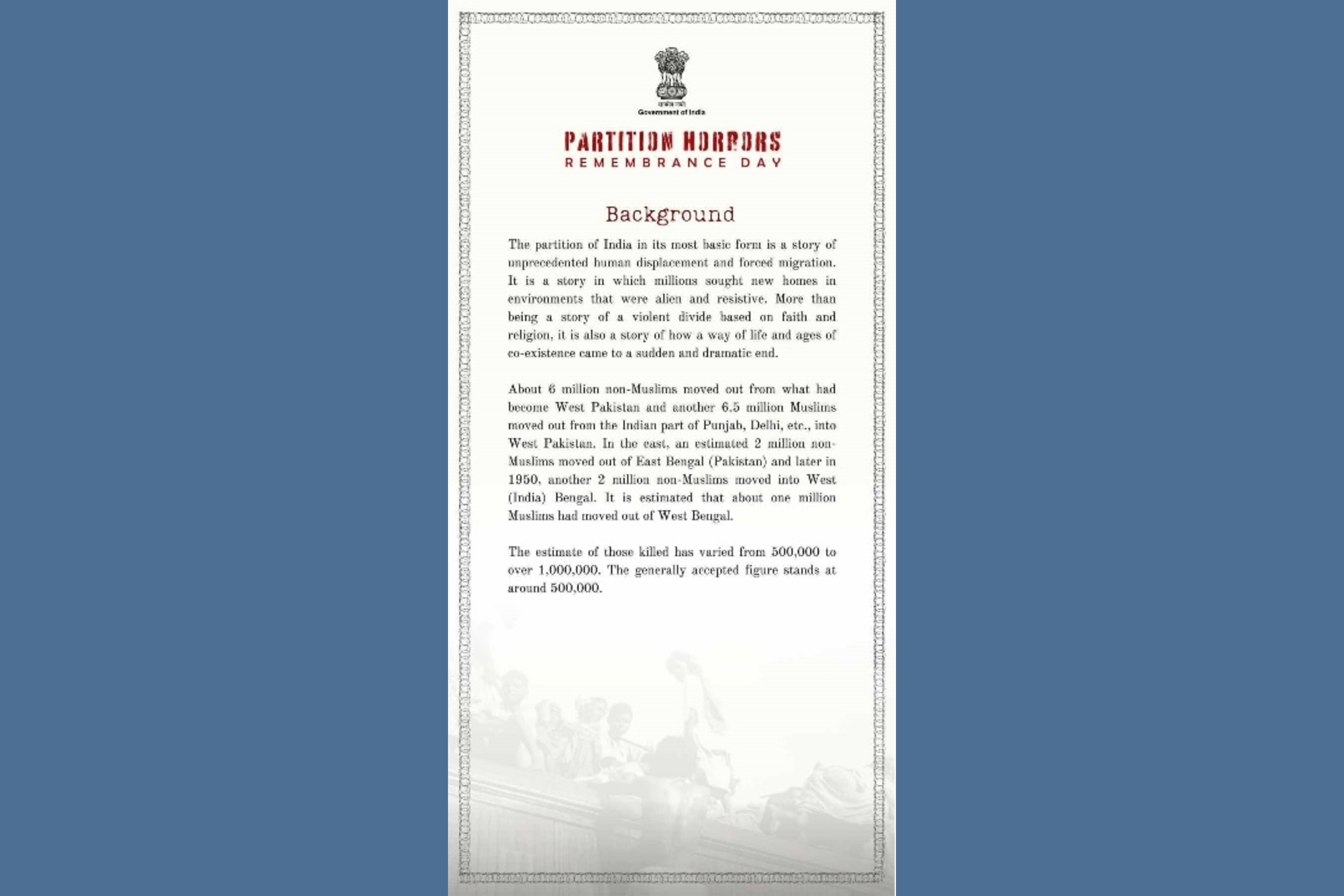 Partition Horrors Remembrance Day